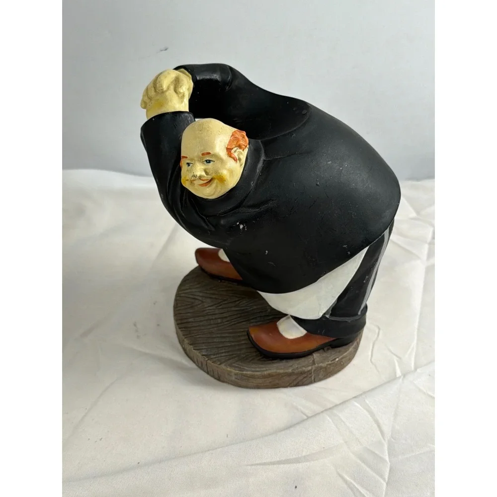 Whimsical Chef Wine Bottle Holder Resin Kitchen Decor Figurine Black White